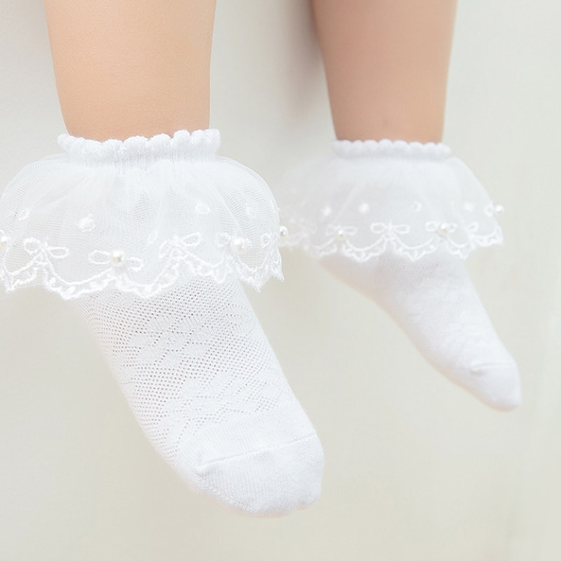 Kaus kaki renda renda mutiara mesh pearl cotton girls 'busur bayi kaus kaki pendek tipis Kaus kaki renda renda mutiara mesh pearl cotton girls 'busur bayi kaus kaki pendek tipis