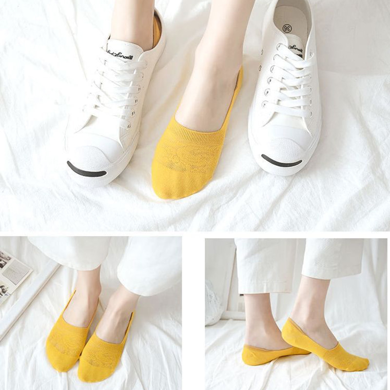 Warna solid kaus kaki perahu wanita dengan kaus kaki berlubang dangkal Warna solid kaus kaki perahu wanita dengan kaus kaki berlubang dangkal