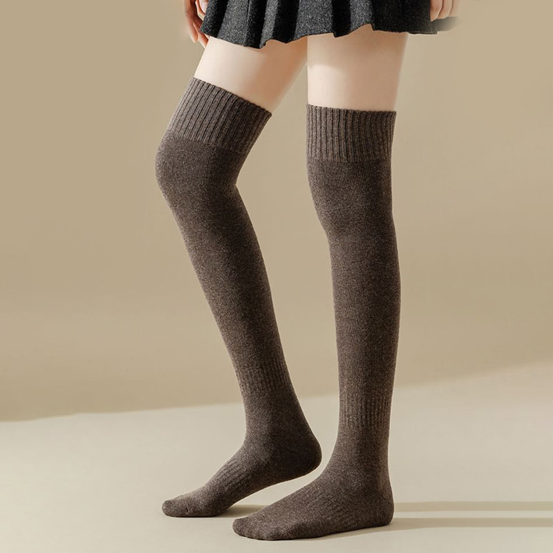 Lutut di atas kaus kaki untuk wanita, musim gugur dan musim dingin Jepang JK High Socks, Kaus Kaki Panjang Musim Dingin, Kaus Kaki Panjang Terputur Panas